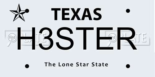 H3STER Texas License Plate