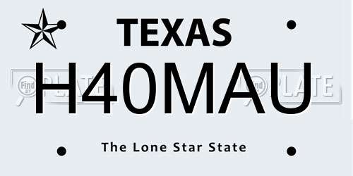 H40MAU Texas License Plate