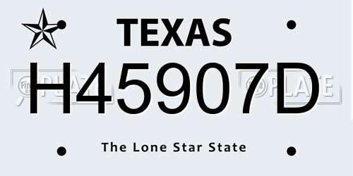 H45907D Texas License Plate