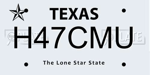 H47CMU Texas License Plate