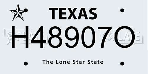 H48907O Texas License Plate