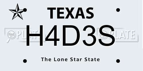 H4D3S Texas License Plate