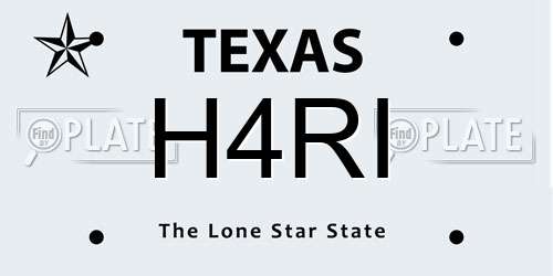 H4RI Texas License Plate