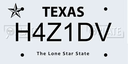H4Z1DV Texas License Plate