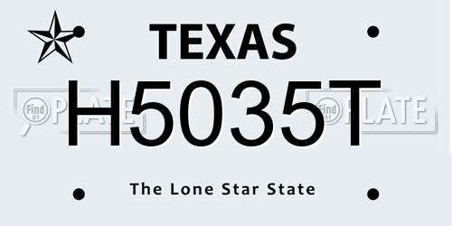 H5035T Texas License Plate