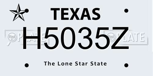 H5035Z Texas License Plate