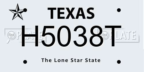 H5038T Texas License Plate