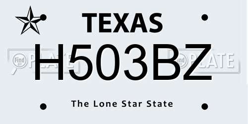 H503BZ Texas License Plate