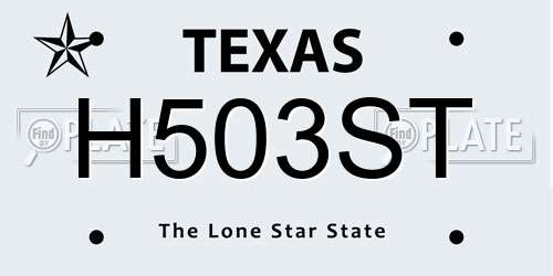 H503ST Texas License Plate