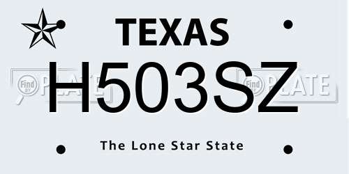 H503SZ Texas License Plate