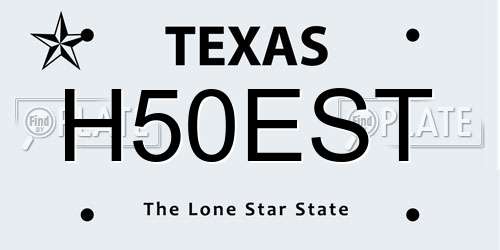 H50EST Texas License Plate