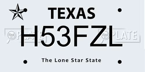 H53FZL Texas License Plate
