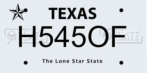 H545OF Texas License Plate
