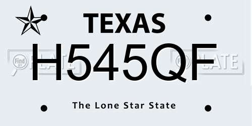 H545QF Texas License Plate