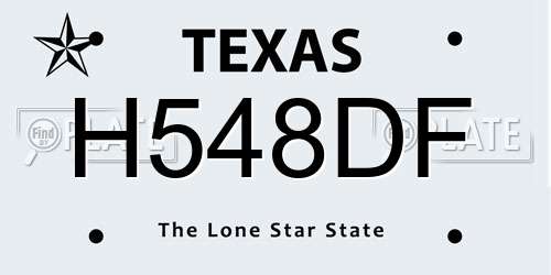 H548DF Texas License Plate