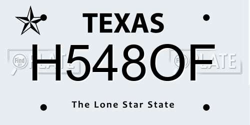 H548OF Texas License Plate
