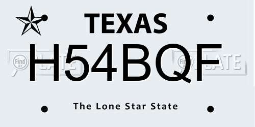H54BQF Texas License Plate