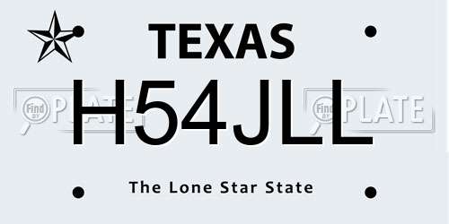 H54JLL Texas License Plate