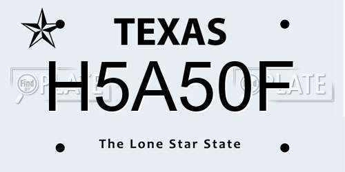 H5A50F Texas License Plate