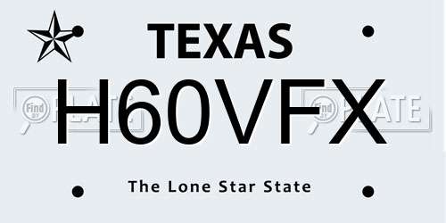 H60VFX Texas License Plate