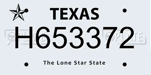 H653372 Texas License Plate