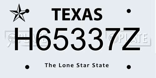 H65337Z Texas License Plate