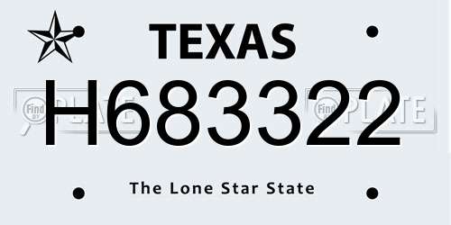 H683322 Texas License Plate