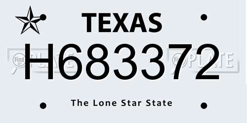 H683372 Texas License Plate