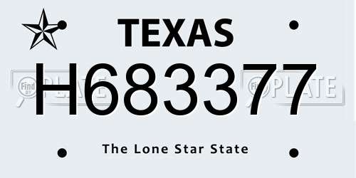 H683377 Texas License Plate