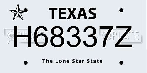 H68337Z Texas License Plate