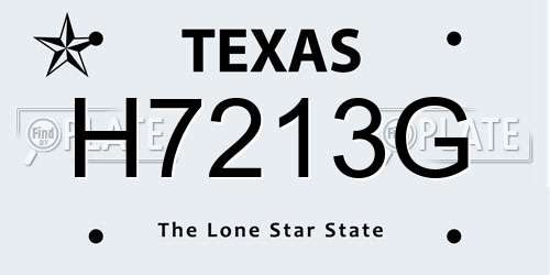 H7213G Texas License Plate