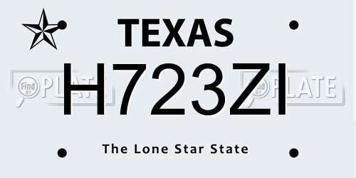 H723ZI Texas License Plate