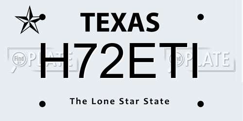 H72ETI Texas License Plate