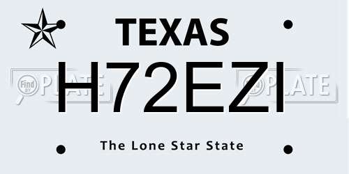 H72EZI Texas License Plate