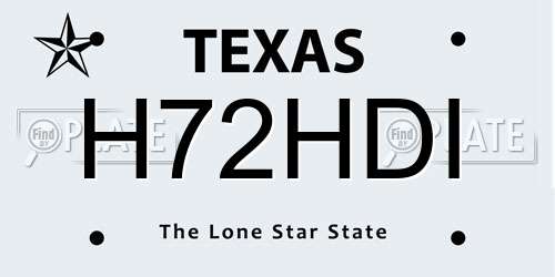 H72HDI Texas License Plate