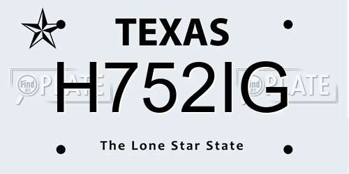 H752IG Texas License Plate