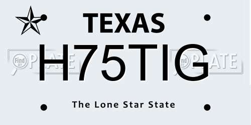 H75TIG Texas License Plate