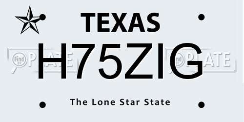 H75ZIG Texas License Plate