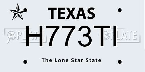 H773TI Texas License Plate