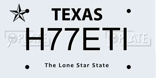 H77ETI Texas License Plate