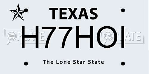 H77HOI Texas License Plate