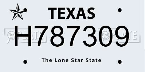 H787309 Texas License Plate