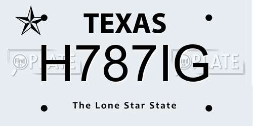 H787IG Texas License Plate
