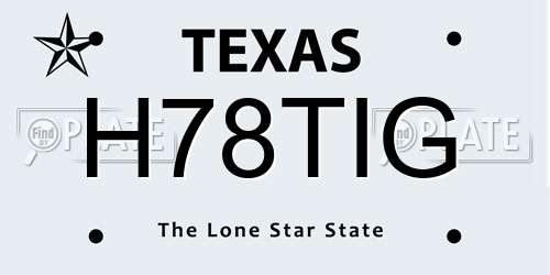 H78TIG Texas License Plate