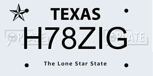 H78ZIG Texas License Plate