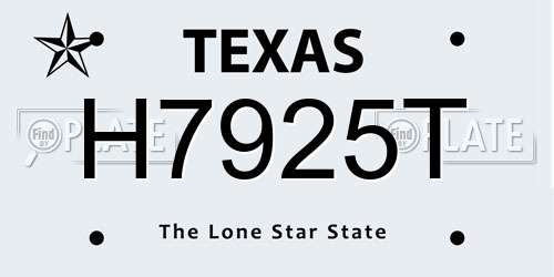 H7925T Texas License Plate