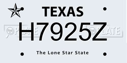 H7925Z Texas License Plate
