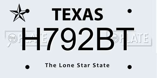 H792BT Texas License Plate