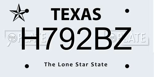 H792BZ Texas License Plate