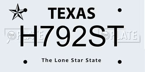 H792ST Texas License Plate